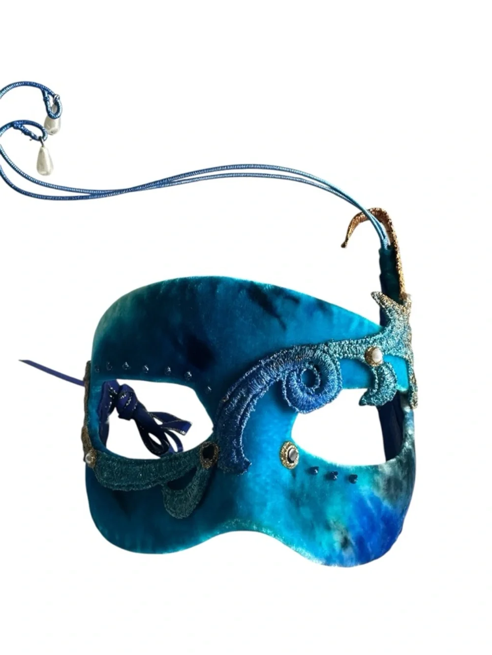 NWT Cirque du Soleil Vintage Blue Velvet Masquerade Mask Artisan Handcrafted